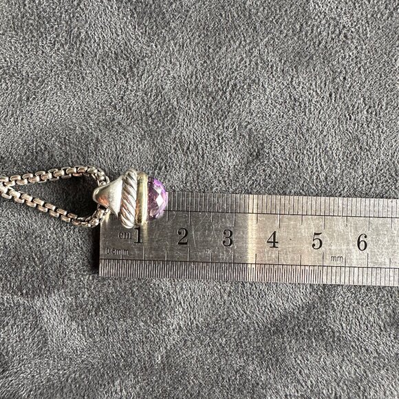 David Yurman 14K Gold & Sterling Silver Acorn w/ Amethyst Necklace - 16" - RARE - Picture 11 of 14